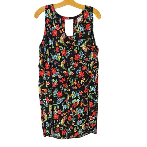 Old navy black Floral Sleeveless Dress resort wear plus size tropical XXL - Picture 1 of 7